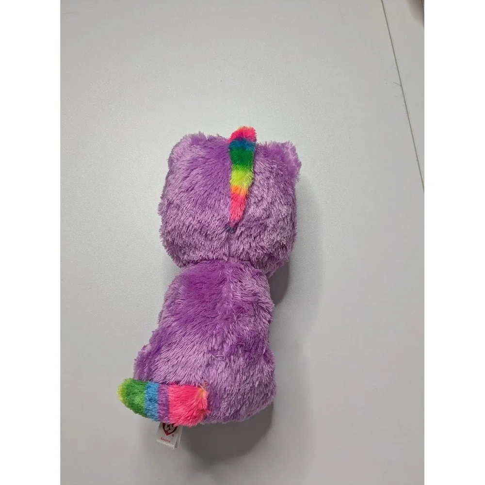 Plush Ty Beanie Boos Rosette Purple Rainbow Horn Medium Stuffed Animal 10